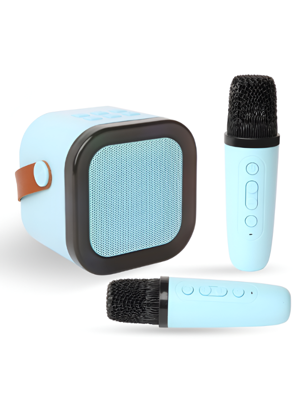 Portable Blue Bluetooth Karaoke Machine Toy with Wireless Dynamic Mic - Mini Kids Singing Speaker with Magic Voice TV4048