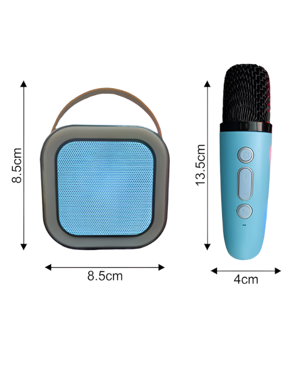 Portable Blue Bluetooth Karaoke Machine Toy with Wireless Dynamic Mic - Mini Kids Singing Speaker with Magic Voice TV4048