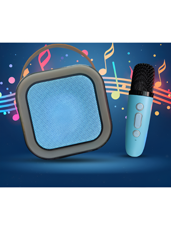 Portable Blue Bluetooth Karaoke Machine Toy with Wireless Dynamic Mic - Mini Kids Singing Speaker with Magic Voice TV4048