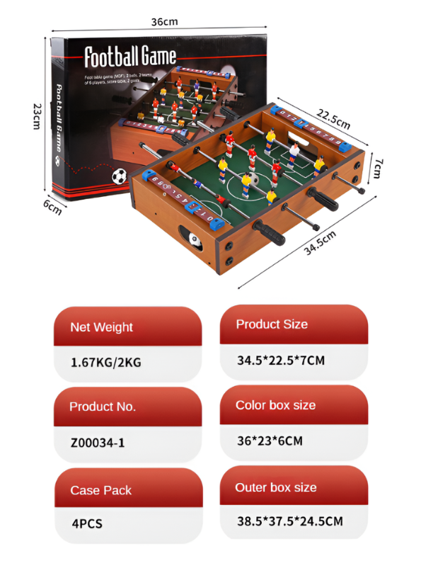 Portable Mini Foosball Table Football Game for Kids - 34.5cm Desktop Sports Toy TV6618