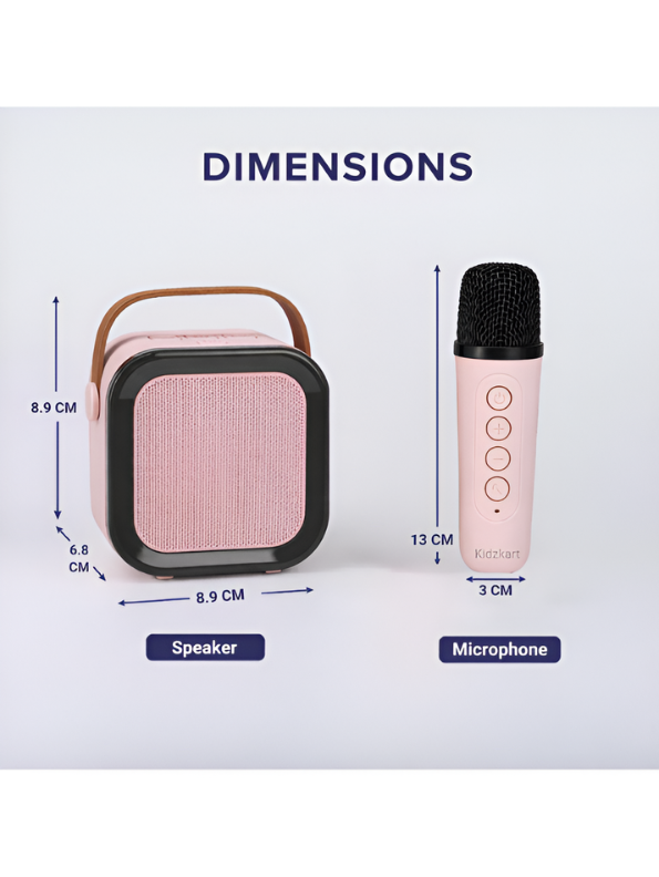 Portable Pink  Bluetooth Karaoke Machine Toy with Wireless Dynamic Mic - Mini Kids Singing Speaker with Magic Voice TV4048