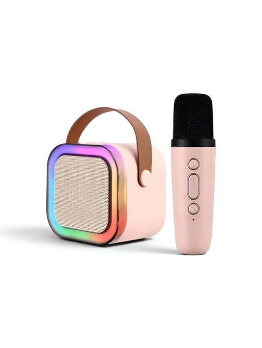 Portable Pink  Bluetooth Karaoke Machine Toy with Wireless Dynamic Mic - Mini Kids Singing Speaker with Magic Voice TV4048