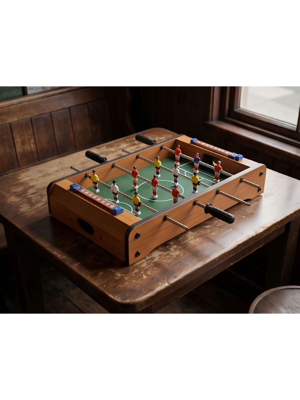 Portable Tabletop Foosball Table – Mini Wooden Soccer Game Set with Manual Scorekeepers & 2 Balls – Compact Desktop Arcade Sports Toy for Kids TV5424