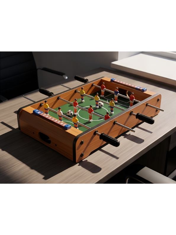 Portable Tabletop Foosball Table – Mini Wooden Soccer Game Set with Manual Scorekeepers & 2 Balls – Compact Desktop Arcade Sports Toy for Kids TV5424
