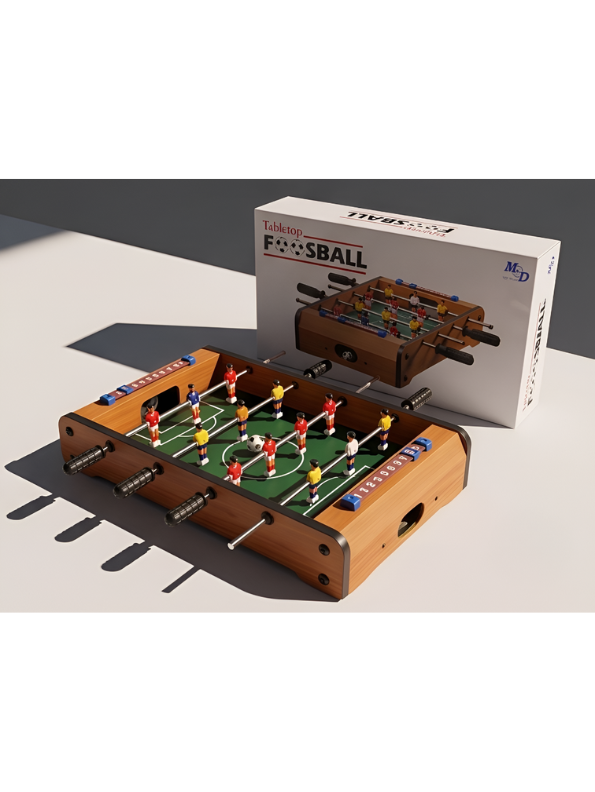 Portable Tabletop Foosball Table – Mini Wooden Soccer Game Set with Manual Scorekeepers & 2 Balls – Compact Desktop Arcade Sports Toy for Kids TV5424