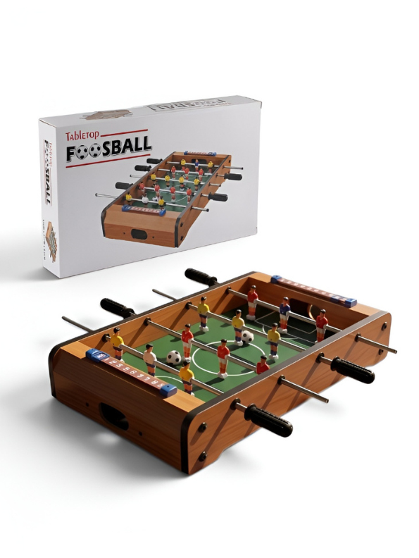 Portable Tabletop Foosball Table – Mini Wooden Soccer Game Set with Manual Scorekeepers & 2 Balls – Compact Desktop Arcade Sports Toy for Kids TV5424