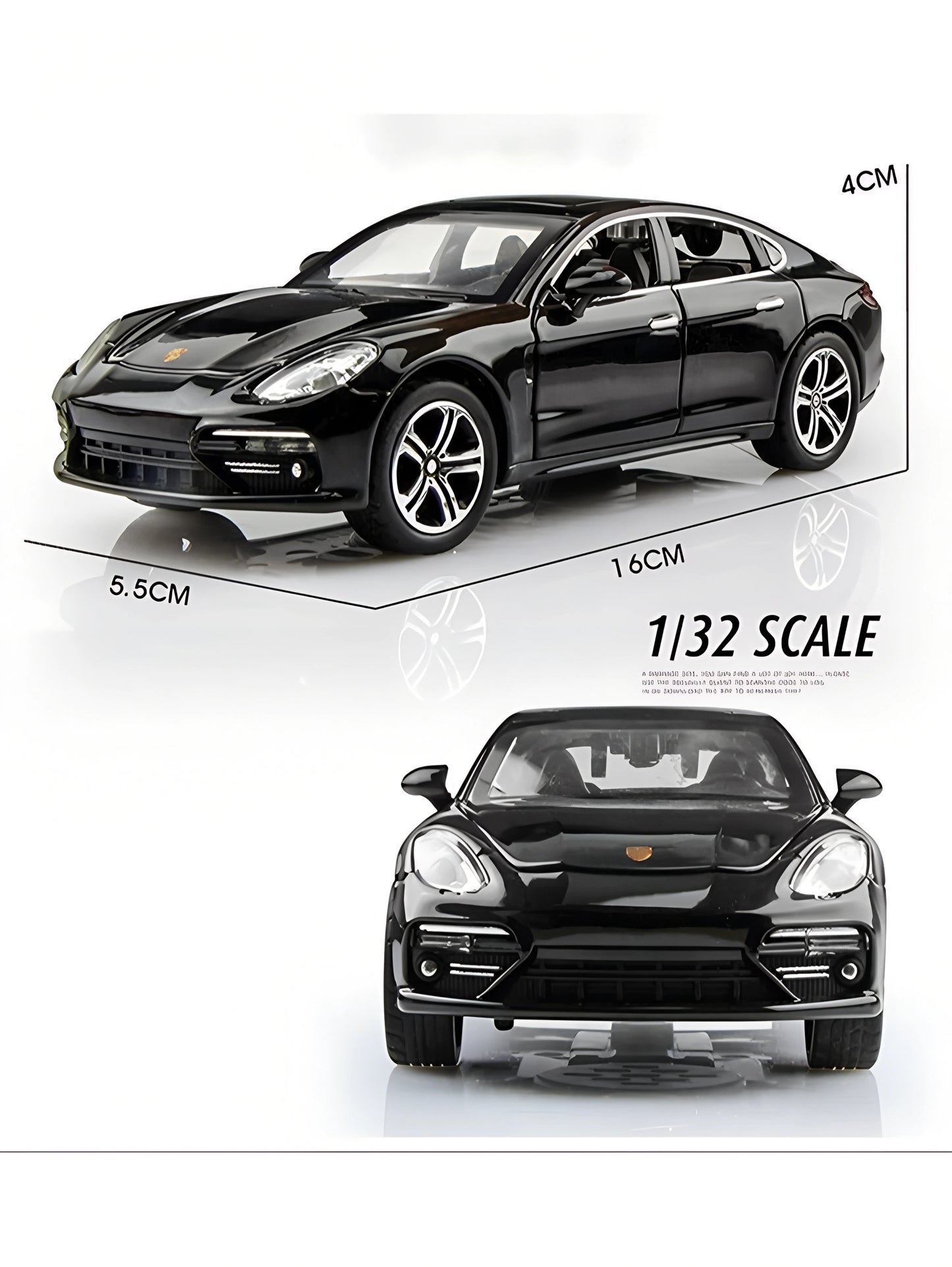 Porsche Panamera Metal Diecast Car - Scale 1:32 - Black (TV-AG-24) - Toyloft