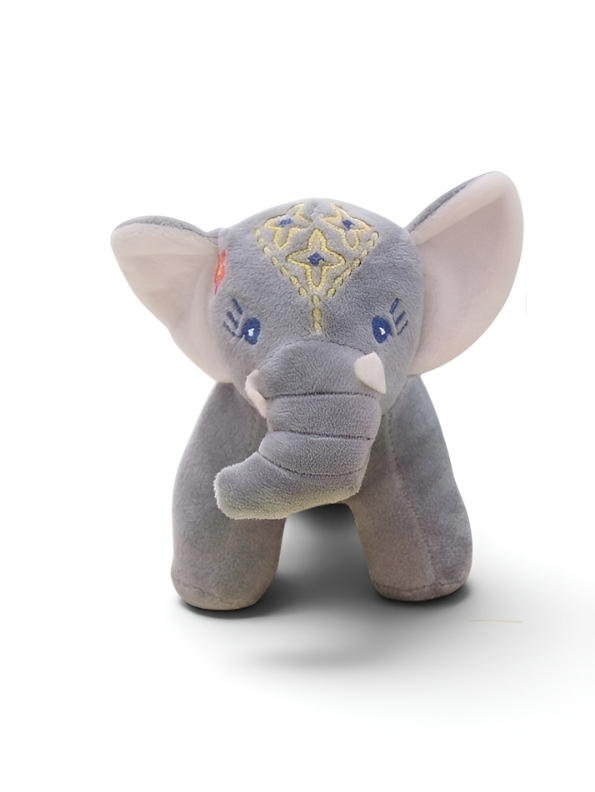 Premium 7 -inch  Soft Plush Grey Elephant Toy with Embroidered Details – Baby & Toddler Cuddle Stuffed Animal ST14542