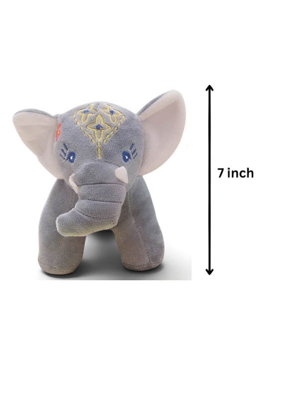 Premium 7 -inch  Soft Plush Grey Elephant Toy with Embroidered Details – Baby & Toddler Cuddle Stuffed Animal ST14542