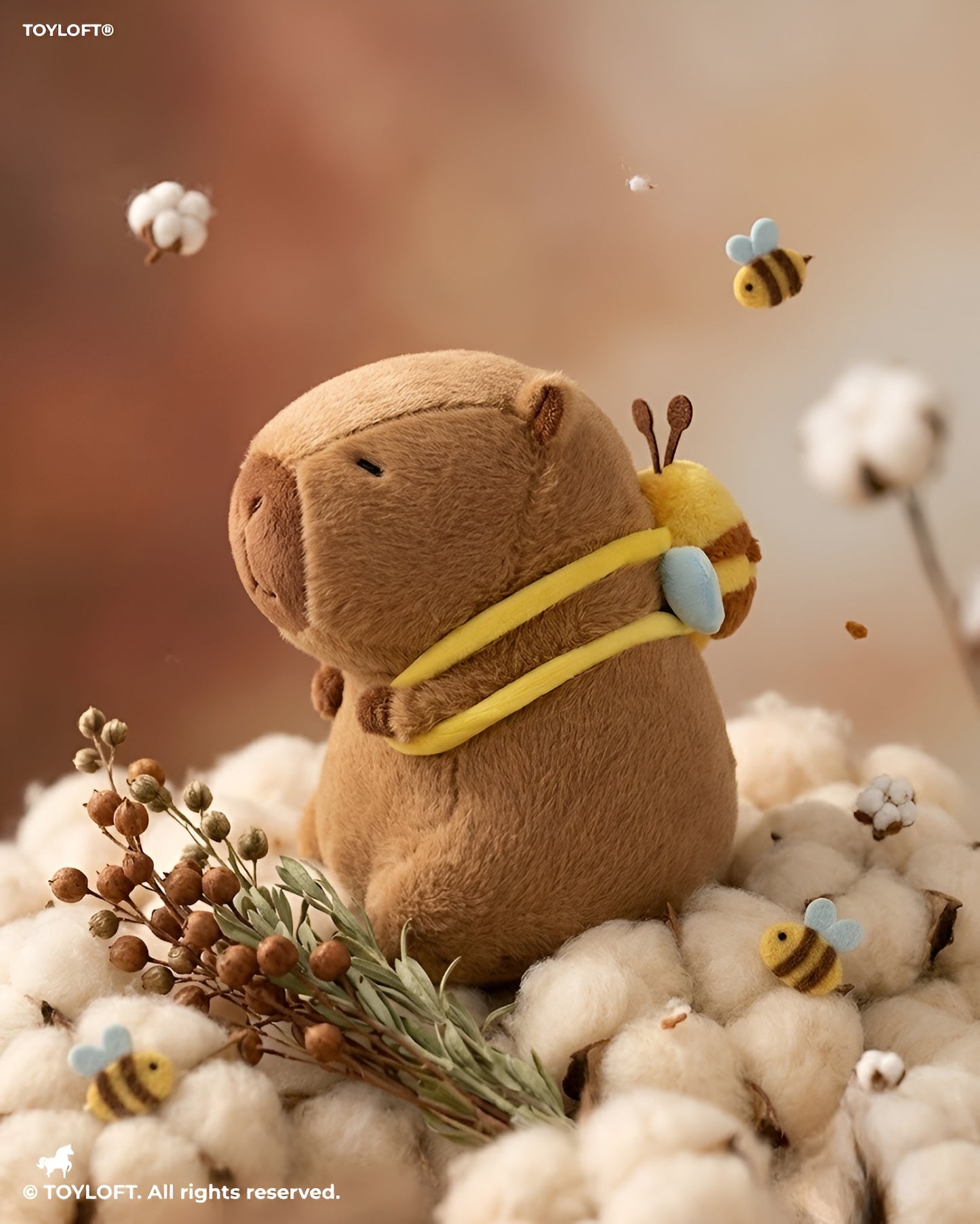 Premium 8-Inch Capybara Plush Toy with Adorable Bee Backpack Companion ST16785.