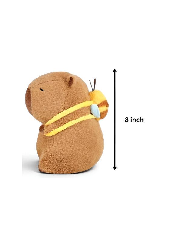 Premium 8-Inch Capybara Plush Toy with Adorable Bee Backpack Companion ST16785.