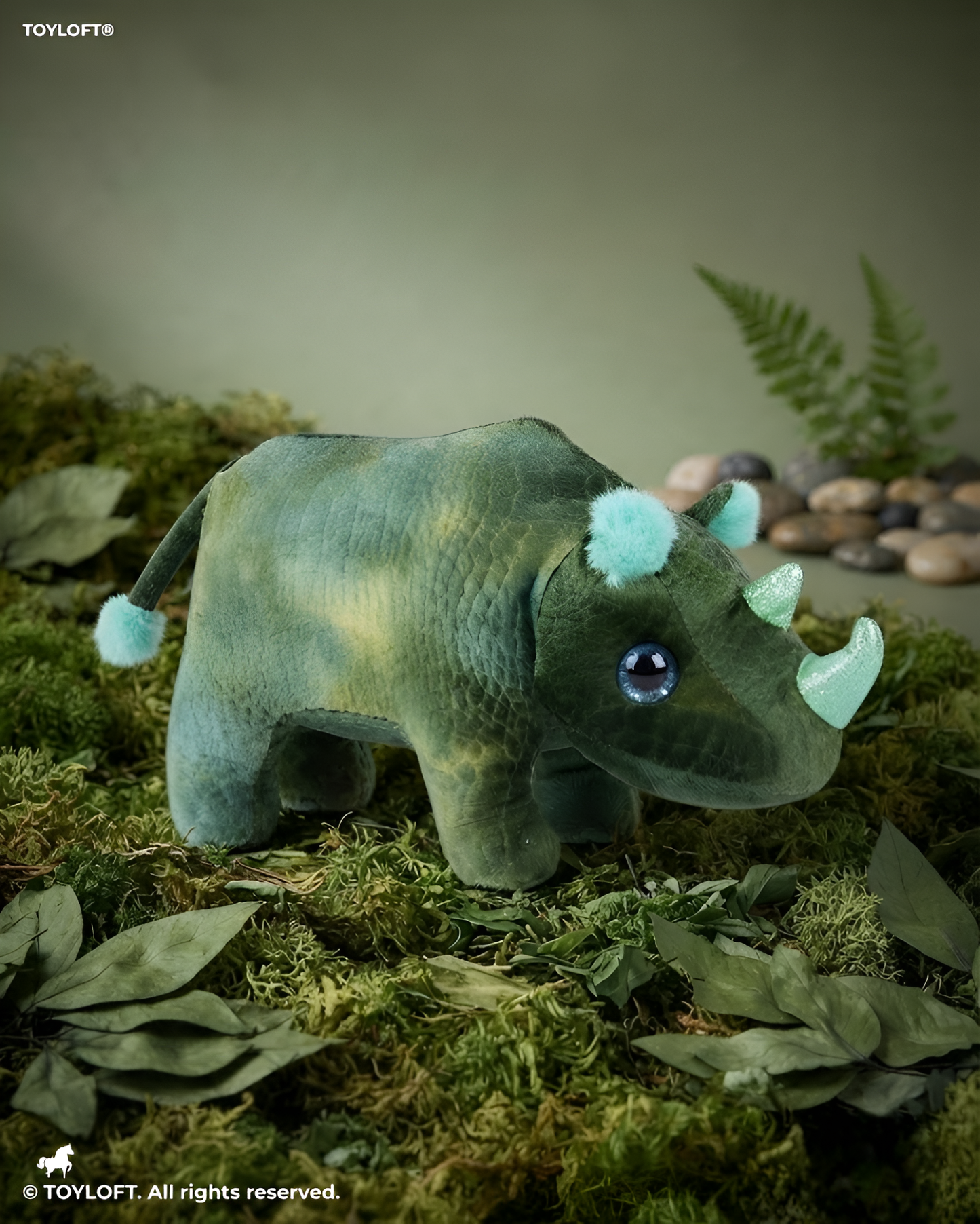 Premium 8-Inch Green Rhinoceros Plushie - Soft Toy Gift for Children ST14772