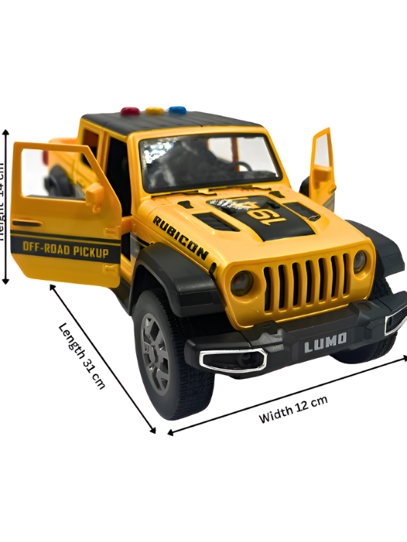Premium Wrangler Rubicon Diecast Toy Car – Off-Road Pickup Truck Model with Openable Doors & Tailgate, Yellow TV6194