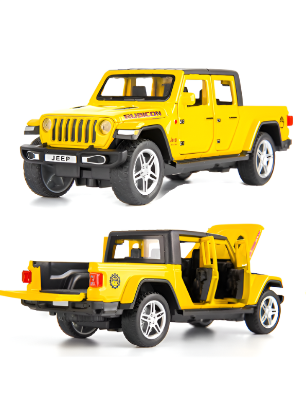 Premium Wrangler Rubicon Diecast Toy Car – Off-Road Pickup Truck Model with Openable Doors & Tailgate, Yellow TV6194