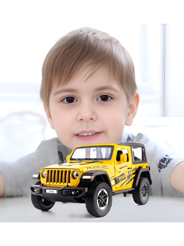 Premium Wrangler Rubicon Diecast Toy Car – Off-Road Pickup Truck Model with Openable Doors & Tailgate, Yellow TV6194