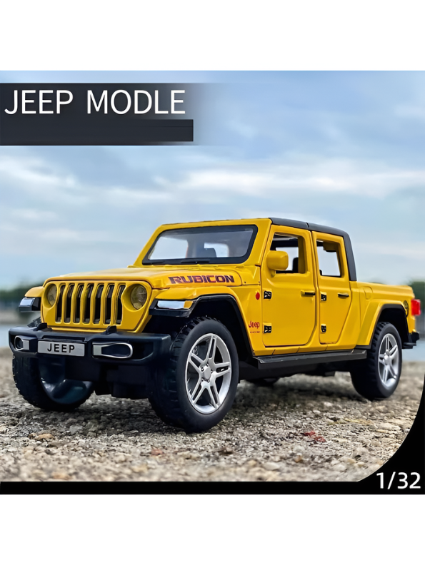 Premium Wrangler Rubicon Diecast Toy Car – Off-Road Pickup Truck Model with Openable Doors & Tailgate, Yellow TV6194