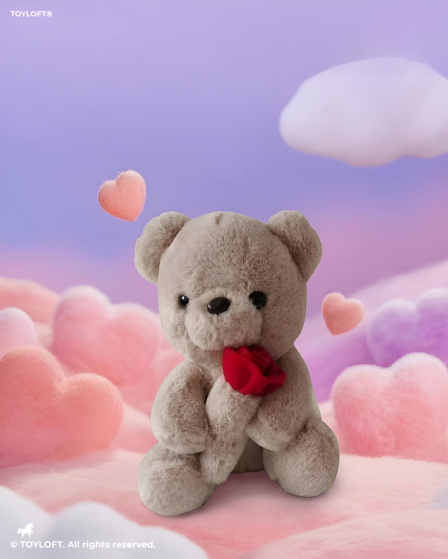 Premium Plush Brown Teddy Bear Holding Red Rose 8-Inch – Statement Piece Stuffed Gift ST16757