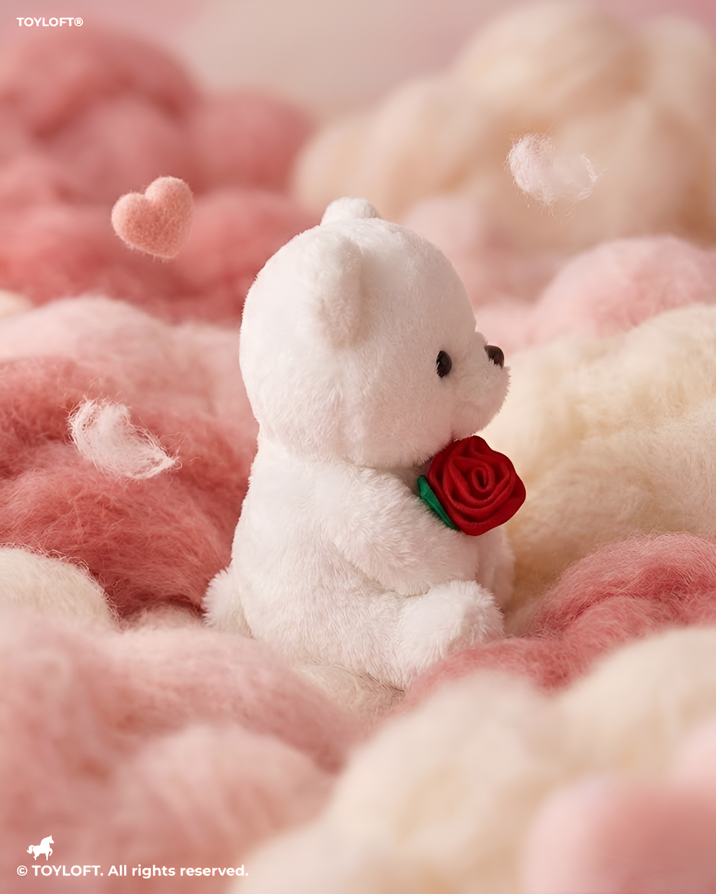 Premium Plush Brown Teddy White Holding Red Rose 8-Inch – Statement Piece Stuffed Gift ST16757