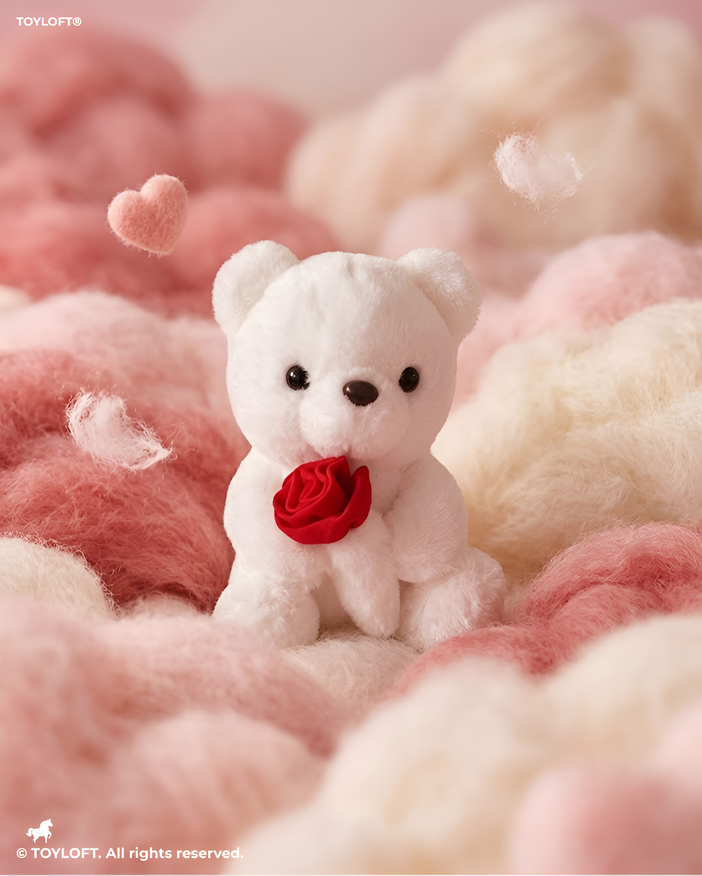Premium Plush Brown Teddy White Holding Red Rose 8-Inch – Statement Piece Stuffed Gift ST16757
