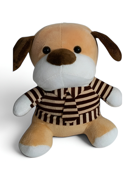 Premium Soft Plush Puppy Toy 7-Inch – Cute Stuffed Animal with Brown Striped Shirt and Tie – Perfect Educational Cuddly Gift for Kids ST16792
