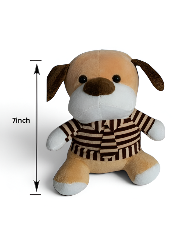 Premium Soft Plush Puppy Toy 7-Inch – Cute Stuffed Animal with Brown Striped Shirt and Tie – Perfect Educational Cuddly Gift for Kids ST16792