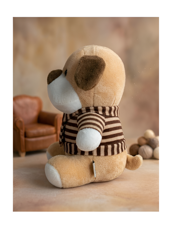 Premium Soft Plush Puppy Toy 7-Inch – Cute Stuffed Animal with Brown Striped Shirt and Tie – Perfect Educational Cuddly Gift for Kids ST16792