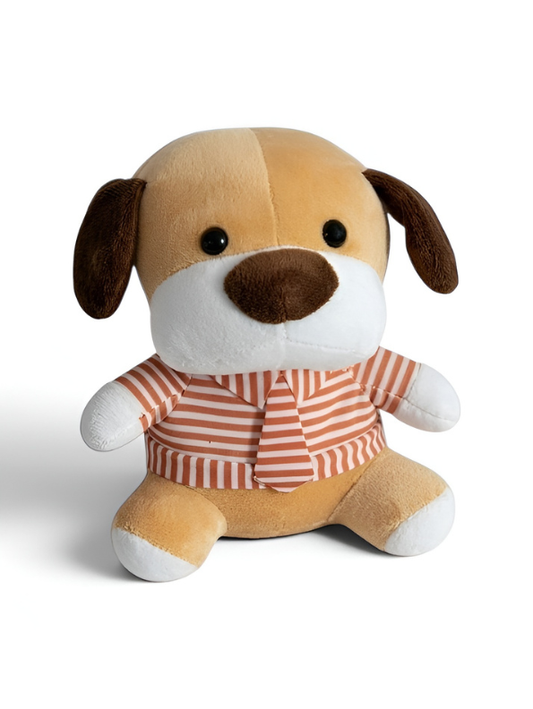 Premium Soft Plush Puppy Toy 7-Inch – Cute Stuffed Animal with Red Striped Shirt and Tie – Perfect Educational Cuddly Gift for Kids ST16792