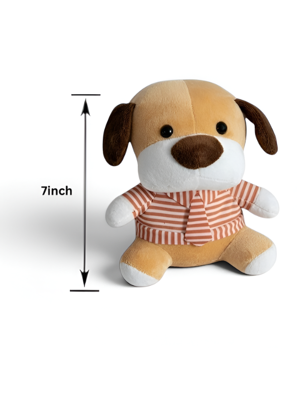 Premium Soft Plush Puppy Toy 7-Inch – Cute Stuffed Animal with Red Striped Shirt and Tie – Perfect Educational Cuddly Gift for Kids ST16792