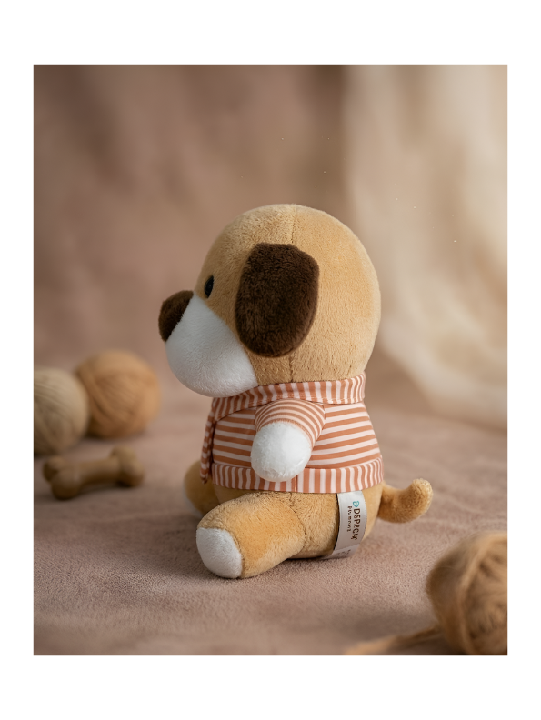 Premium Soft Plush Puppy Toy 7-Inch – Cute Stuffed Animal with Red Striped Shirt and Tie – Perfect Educational Cuddly Gift for Kids ST16792