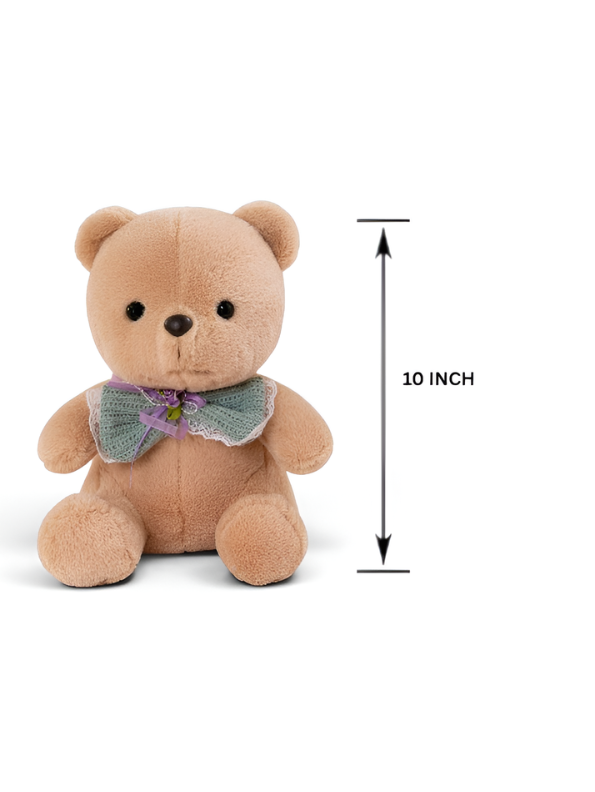Premium Soft Teddy Bear Toy 10-Inch– Brown Cute Stuffed Animal with Decorative Collar for Kids & Gifts ST15460