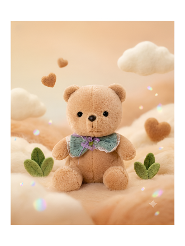 Premium Soft Teddy Bear Toy 10-Inch– Brown Cute Stuffed Animal with Decorative Collar for Kids & Gifts ST15460
