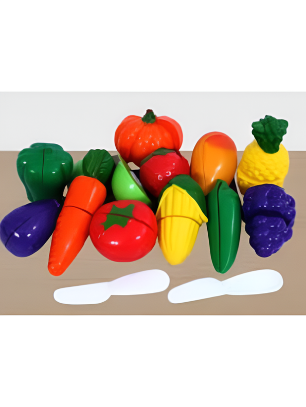 Pretend Play Cutting Fruit and Vegetable Toy Set – Educational Kitchen Food Playset with Toy Knife & Cutting Accessories for Toddlers (Ages 3+) LMI9797