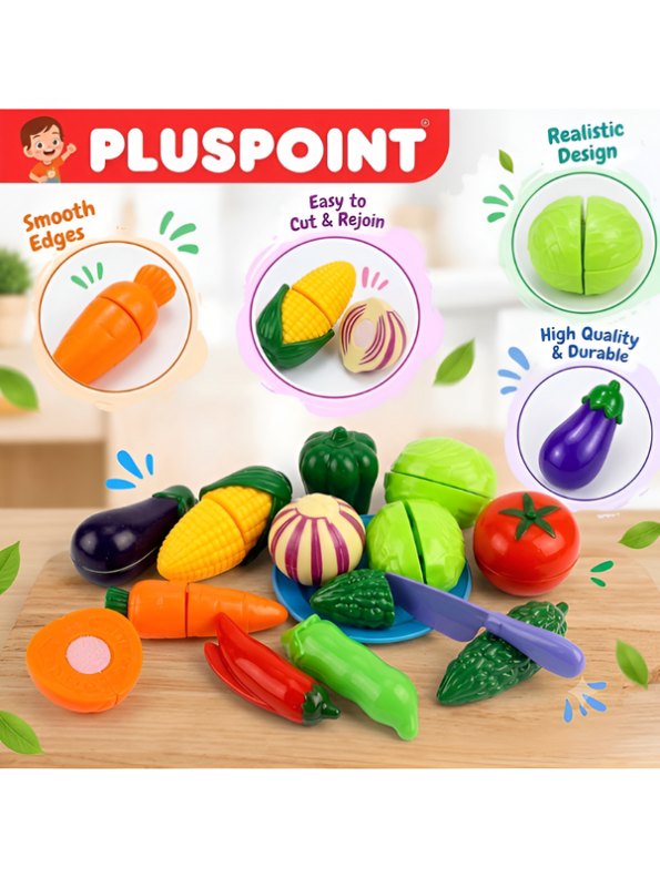 Pretend Play Cutting Fruit and Vegetable Toy Set – Educational Kitchen Food Playset with Toy Knife & Cutting Accessories for Toddlers (Ages 3+) LMI9797