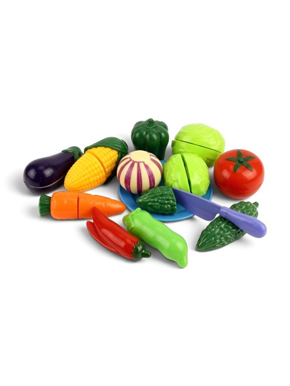 Pretend Play Cutting Fruit and Vegetable Toy Set – Educational Kitchen Food Playset with Toy Knife & Cutting Accessories for Toddlers (Ages 3+) LMI9797