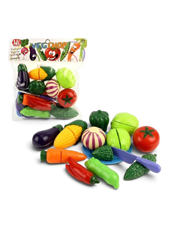 Pretend Play Cutting Fruit and Vegetable Toy Set – Educational Kitchen Food Playset with Toy Knife & Cutting Accessories for Toddlers (Ages 3+) LMI9797