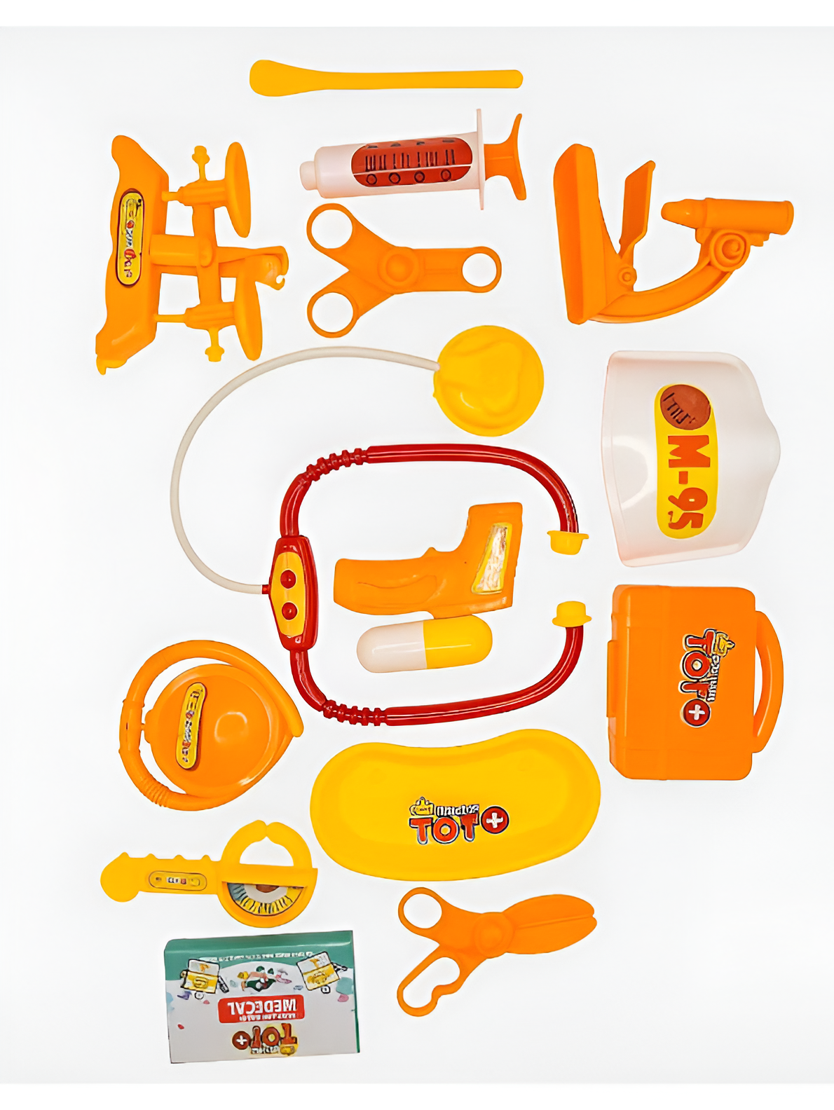 Pretend Play Doctor Set (15+ Pcs) – Medical Kit Toy with Stethoscope, Syringe, Carry Case & Accessories for Toddlers, Yellow LMI13843