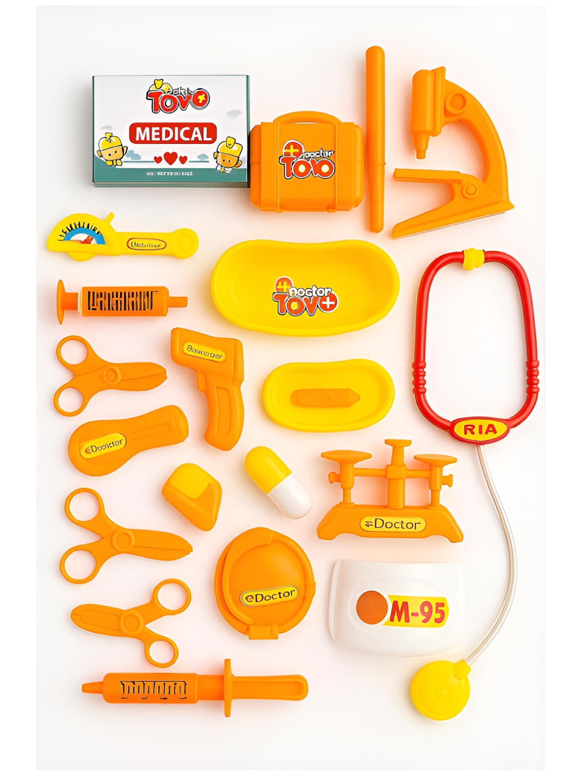 Pretend Play Doctor Set (15+ Pcs) – Medical Kit Toy with Stethoscope, Syringe, Carry Case & Accessories for Toddlers, Yellow LMI13843