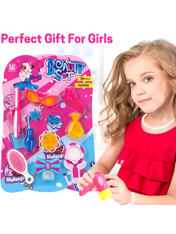 Pretend Play Fashion Beauty Set – Hair Styling Combs, Mirror, Glasses & Makeup Accessories Kit LMI8856