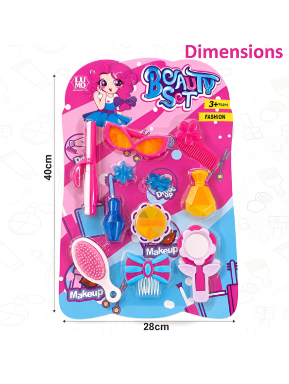 Pretend Play Fashion Beauty Set – Hair Styling Combs, Mirror, Glasses & Makeup Accessories Kit LMI8856