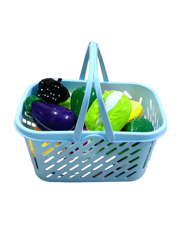 Pretend Play Food Cutting Toy Set with Basket for Kids | Kitchen Role-Play Set LMI9839.