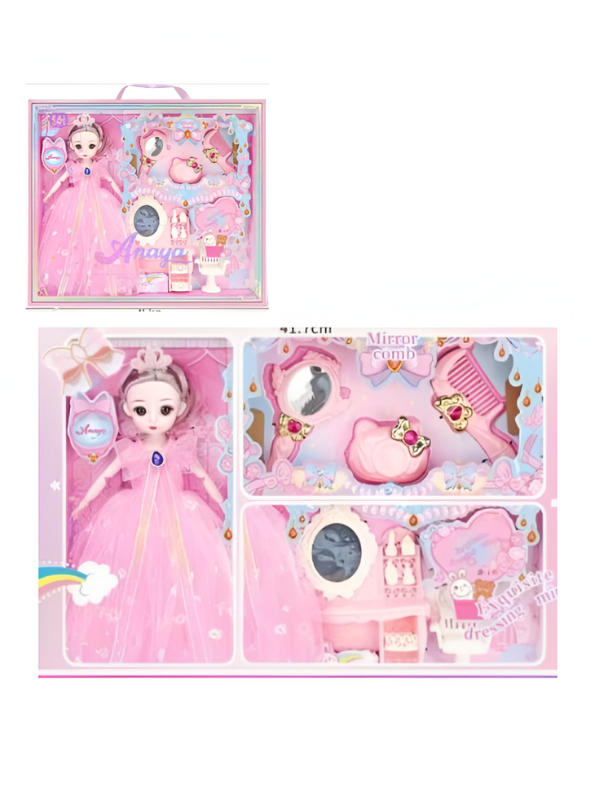 Princess Doll Playset with Vanity Table – Girls’ Fashion Doll & Beauty Accessories NX15285.