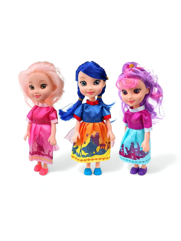 Princess Doll Set of 3 | 8-Inch Dolls for Kids | Barbie Inspired Pack of Three Girl Toys with Unique Outfits LMI13682.