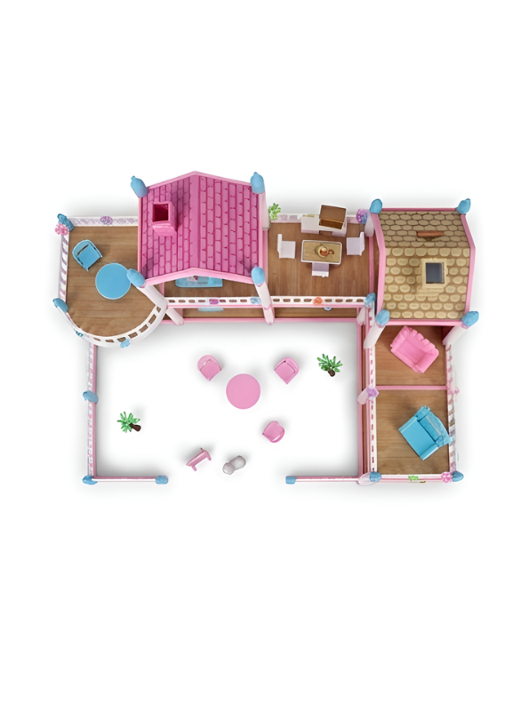 Princess Dollhouse DIY Playset – Pink Castle Doll House with Furniture, Garden Yard, Accessories TV6200.