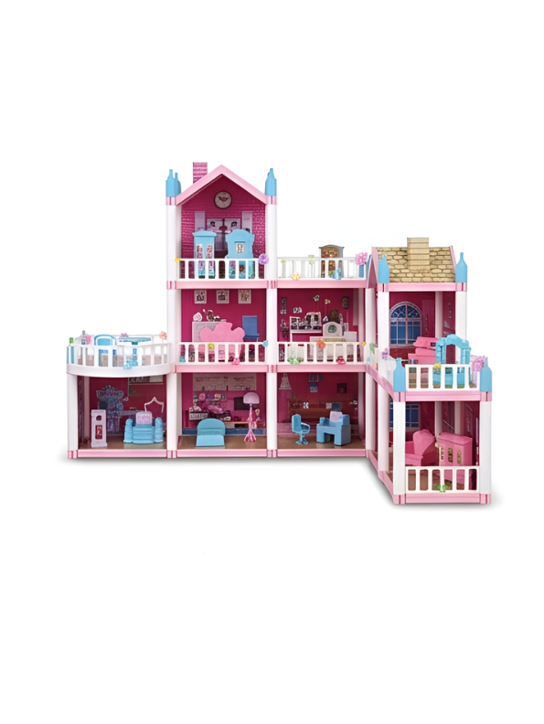 Princess Dollhouse DIY Playset – Pink Castle Doll House with Furniture, Garden Yard, Accessories TV6200.