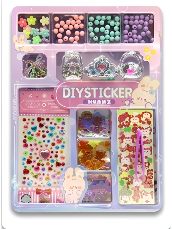 Princess Fashion Doll Playset with Changeable Outfits, Jewelry Making Kit & Gem Stickers for Kids LMI16866