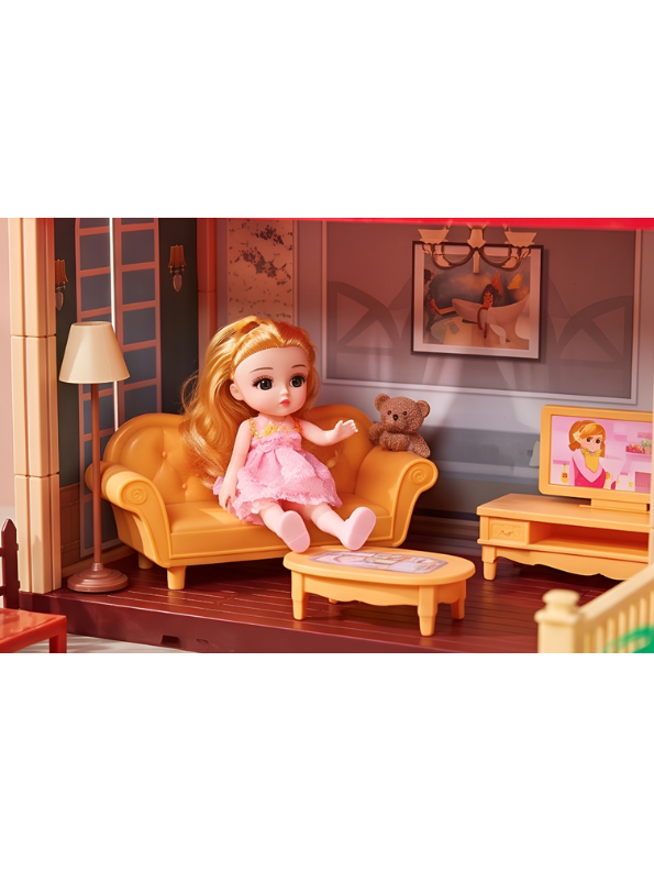 Princess House Dollhouse Playset with Doll and Miniature Furniture Accessories – Luxury Toy Dream Castle for Girls TV7171