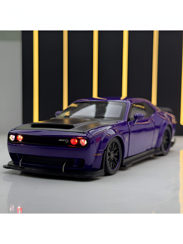 Purple - Dodge Challenger Diecast Car 1:32 Scale with Openable Doors - Hellcat Replica TV5398