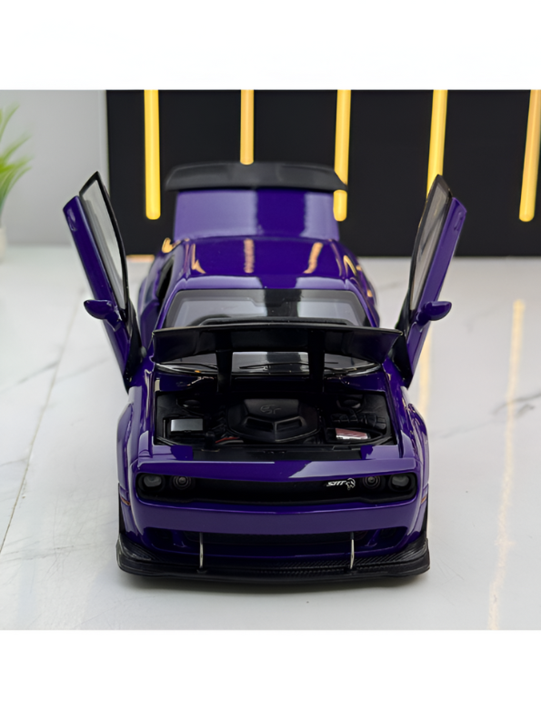 Purple - Dodge Challenger Diecast Car 1:32 Scale with Openable Doors - Hellcat Replica TV5398