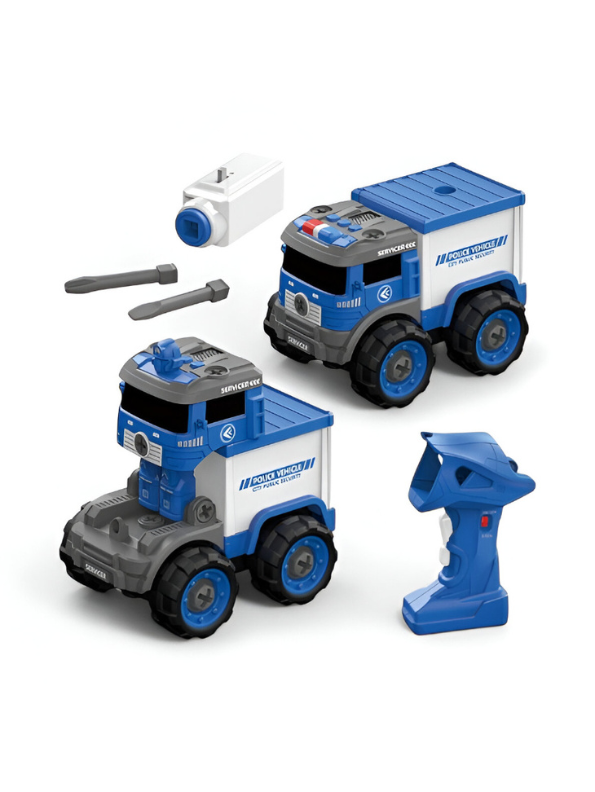 2-in-1 Police Container Truck | Take Apart Vehicle Deforming Building Toy NX15613