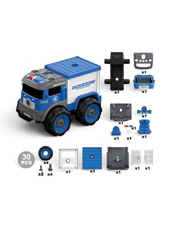 2-in-1 Police Container Truck | Take Apart Vehicle Deforming Building Toy NX15613